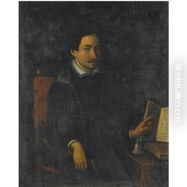 Portrait Of A Seated Man, Three Quarter Length, Wearing A Black Doublet - view 1