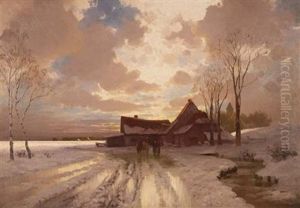 Sunset Winterscape by Carl Leopold