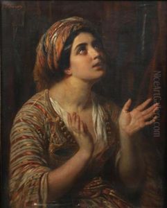 Jeune Dame En Priere by Francois Gabriel Guillaume Lepaulle