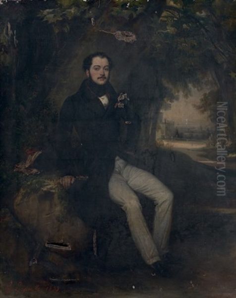 Portrait D'homme Assis Dans Un Paysage - view 1