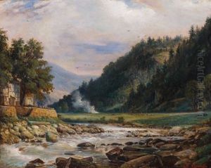 Le Torrent Dans La Vallee by Francois Gabriel Guillaume Lepaulle