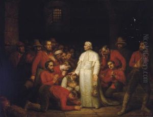 Pope Pius Ix Visiting The Troops Of Garibaldi by Francois Gabriel Guillaume Lepaulle