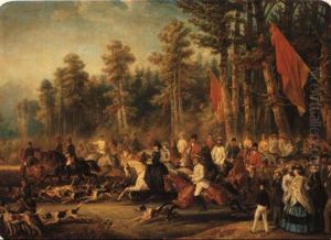 Chasse A Courre A Baden-baden, Dans La Foret De Sandweier