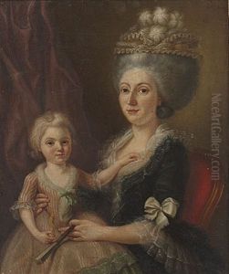 Jeune Mere Avec Sa Fille (+ Le Dessinateur Entoure De Ses Fils; Pair) by Charles Lepeintre