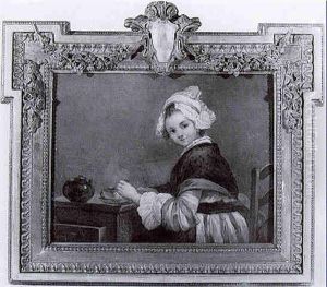 Jeune Fille Assise Devant Une Tasse De The