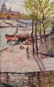 Paris, Les Quais Face A L'institut by Auguste Lepere