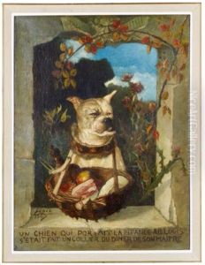 Un Chien Qui Portait La Pitance Au Logis S'etait Fait Un Collier Du Diner De Son Maitre by Ludovic Lepic
