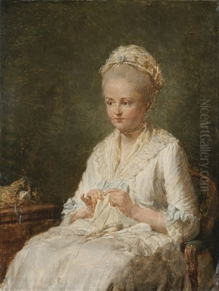 Portrait De Jeune Femme A Son Ouvrage, Dit Portrait De Madame Lagrenee - view 1