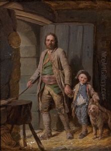 Le Depart Du Braconnier by Nicolas Bernard Lepicie