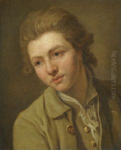 Portrait Of A Youth, Head And Shoulders, Wearing A Brown Open-necked Shirt