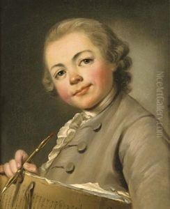 Portrait Of A Young Man, Louis Berthier-bizy (?), Carrying A Drawings Portfolio And Chalk by Nicolas Bernard Lepicie