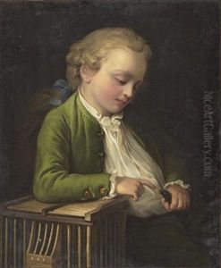 Jeune Garcon Avec Une Cage A Oiseaux