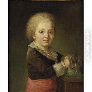 Portrait Of A Child With Rabbit by Nicolas Bernard Lepicie