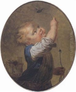 Portrait Of A Little Boy Playing With A Bird Portrait Of A Little Boy Playing With A Bird