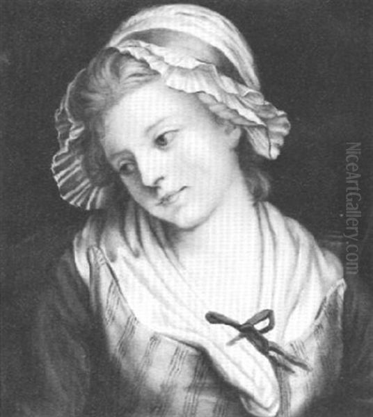 Young Girl, Bust Length, Wearing A White Bonnet - view 1