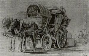 La Voiture A Chevaux by Nicolas Bernard Lepicie