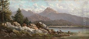 Hochgebirgslandschaften Mit Sennhutte (+ Alpsee An Einem Sonnigen Fruhlingstag; Pair) by Ferdinand Lepie