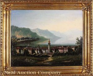 The Austrian Village Of Gmuden, With View Of Lake Traunsee In The Background