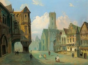 Blick Auf Den Marktplatz In Gent (?) Blick Auf Den Marktplatz In Gent (?)