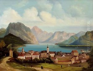 Ansicht Von Gmunden Mit Traunsee Und Traunstein