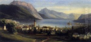 Blick Auf Gmunden Mit Schlos Orth Im Hintergrund