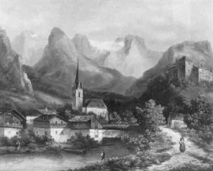 Blick Auf Ein Dorf In Den Bergen by Ferdinand Lepie