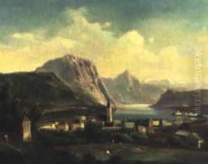 Blick Auf Gmunden Mit Schlos Orth Am Traunsee by Ferdinand Lepie