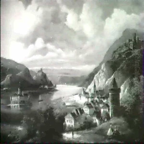 Rheinlandschaft Mit Einem Wasserschloss - view 1