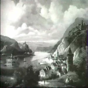 Rheinlandschaft Mit Einem Wasserschloss