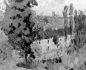 Maisons Derriere Les Arbres by Joseph Louis Lepine