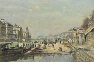 Le Quai Aux Fleurs Et Le Pont D'arcole by Stanislas Lepine