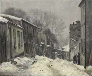 Montmartre, La Rue Du Mont-cenis, Effet De Neige by Stanislas Lepine