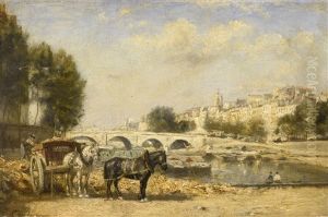 Berge De La Seine A L'ile Saint-louis, Le Pont Marie by Stanislas Lepine