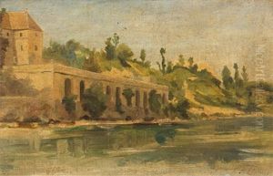 Jeune Femme Assise Dans Un Parc by Stanislas Lepine