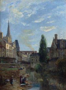 Lavandieres Au Bord D'un Canal A Caen Lavandieres Au Bord D'un Canal A Caen
