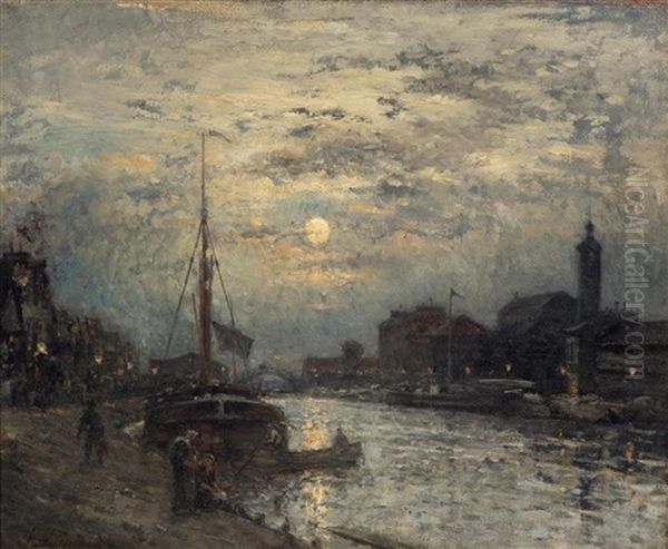 Le Port De Caen, La Nuit - view 1