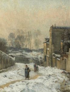 Montmartre. La Rue Cortot, Effet De Neige by Stanislas Lepine