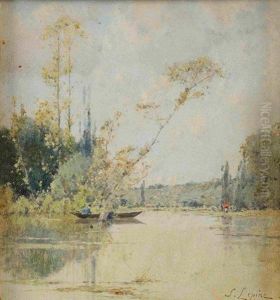 Pecheur Sur Un Lac by Stanislas Lepine