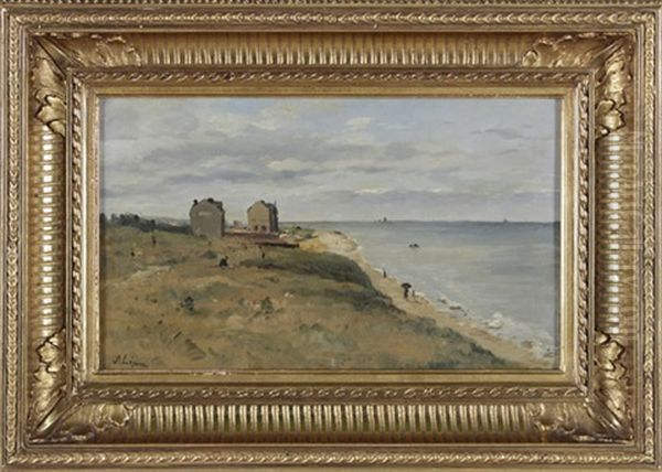 Bretonische Kustenlandschaft Mit Spaziergangern - view 1