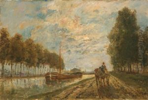 Le Canal De L'ourcq. Chemin De Halage. Effet De Lune by Stanislas Lepine