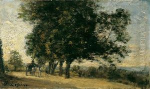 Paysage A La Charrette - Landschaft Mit Beladenem Pferdefuhrwerk by Stanislas Lepine