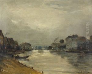 Stadtische Flussuferpartie Gegen Abend by Stanislas Lepine