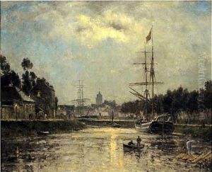 Caen Le Bassin Saint Pierre Et L'abbaye Aux Dames, Effet De Lune