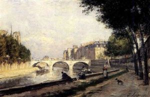 Le Quai Du Louvre Au Pont Des Saints-peres by Stanislas Lepine