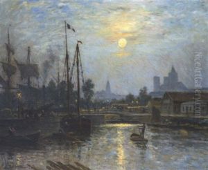 Caen Le Long De L'orne. Cours Caffarelli. Effet De Lune
