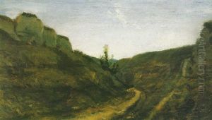 Une Route De Campagne Dans Un Paysage Vallonne by Stanislas Lepine