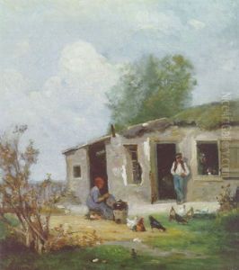 Couer De Ferme En Normandie by Stanislas Lepine