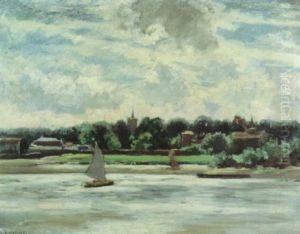 Sailing Boat On The Orne, Near Caen Sailing Boat On The Orne, Near Caen