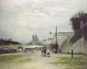 Le Quai De Louviers Au Pont Sully (le Quai Henri Iv A Paris) by Stanislas Lepine