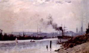 A View Of The Seine Near Rouen by Stanislas Lepine